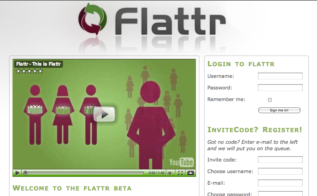 Flattrs idé är att låta nätanvändare på frivillig väg ersätta upphovsrättsinnehavare när man tar del av deras verk.