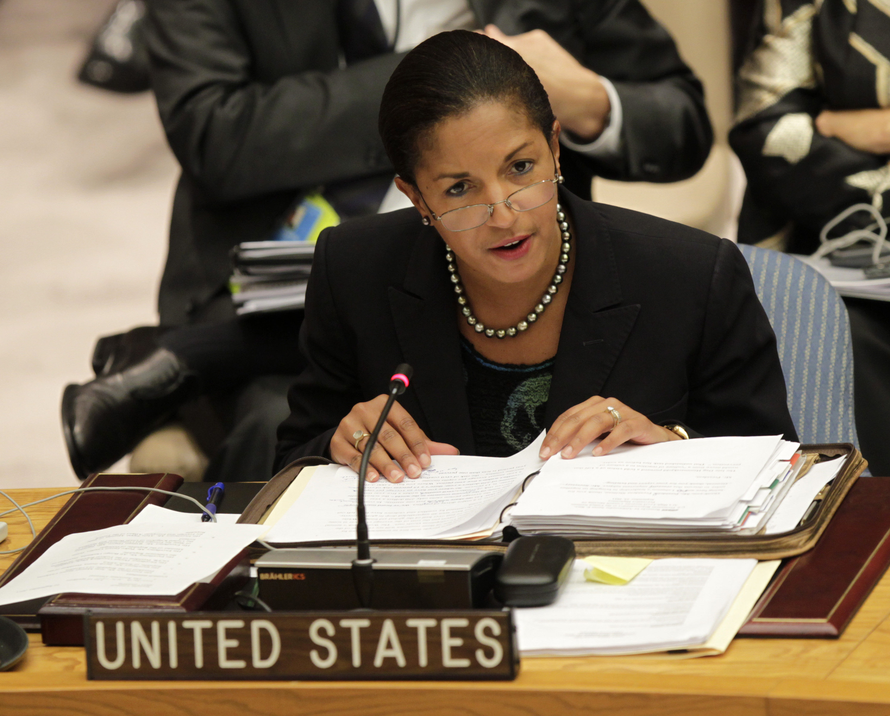 USA:s FN-ambassadör var märkbart upprörd efter beskedet från Ryssland och Kina.