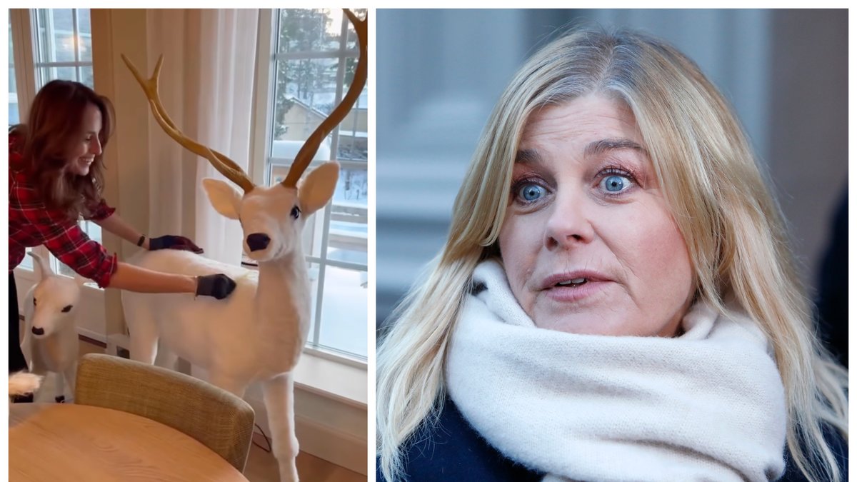 Pernilla Wahlgren har låtit julpynta sitt hem. 