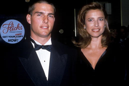 Tom Cruise med sin dåvarande fru Mimi Rogers 1989. Mimi Rogers var den som lockade in Tom i scientolologin.
