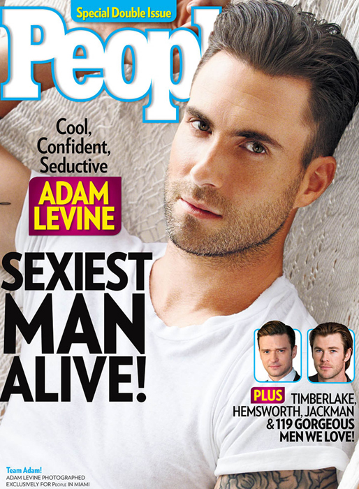 Adam Levine blev utsedd till världens sexigaste man av tidningen People. Här pryder han omslaget. 
