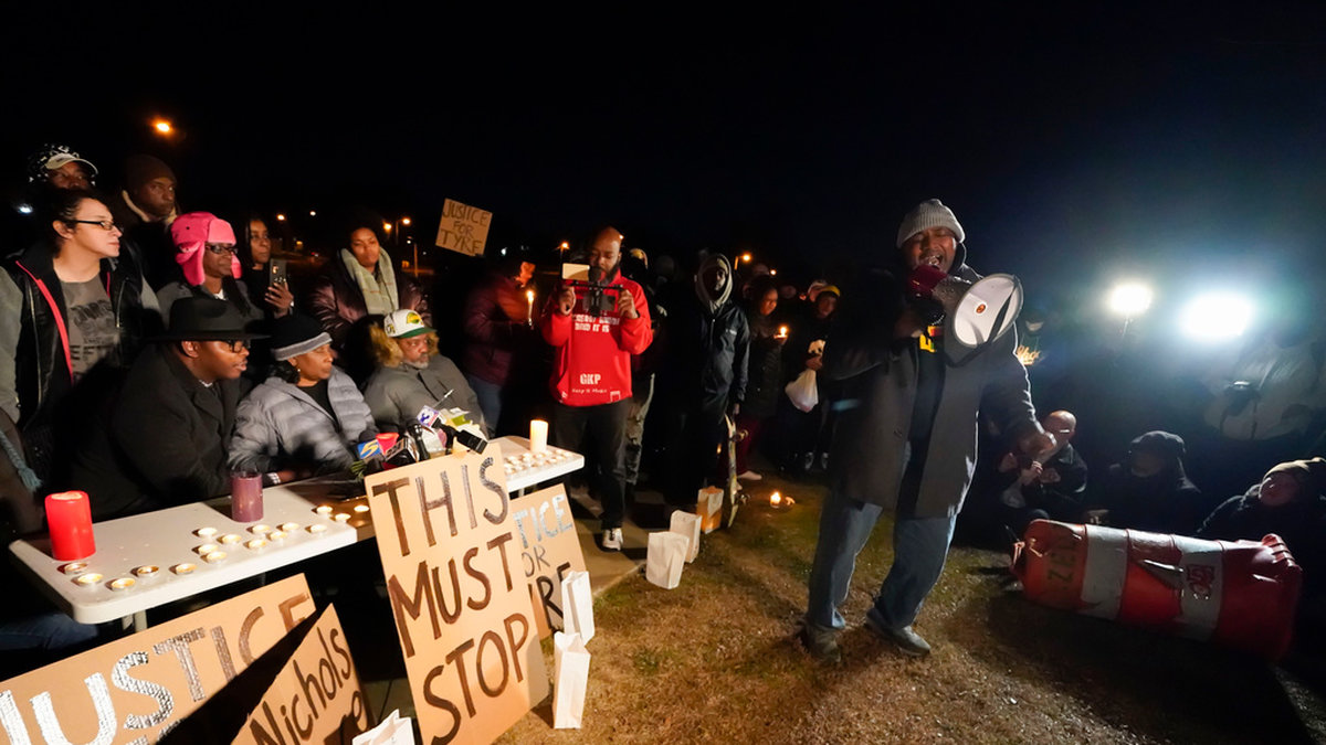 Demonstration i Memphis på torsdagen mot polisvåld efter Tyre Nichols död.