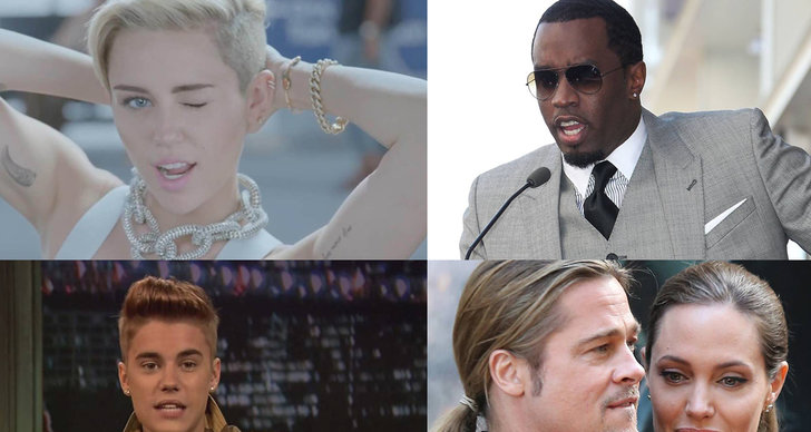 Angelina Jolie, Justin Bieber, Miley Cyrus, Brad Pitt, Oprah Winfrey