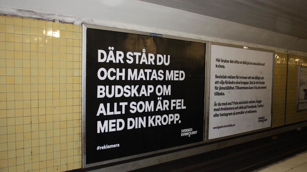 En av affischerna som kommer från Sveriges Kvinnolobby.