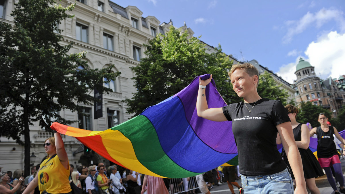 Samtidigt som regnbågsflaggan ses som en symbol för homosexuellas rättigheter.