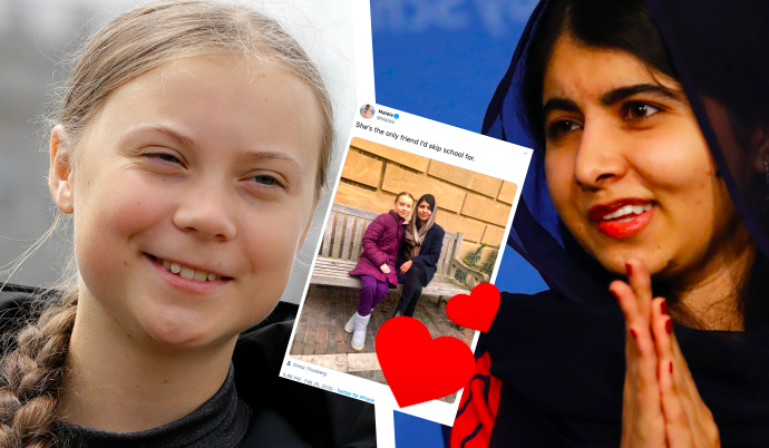 Här möts Malala och Greta Thunberg: "Enda kompisen jag skulle skolka för"