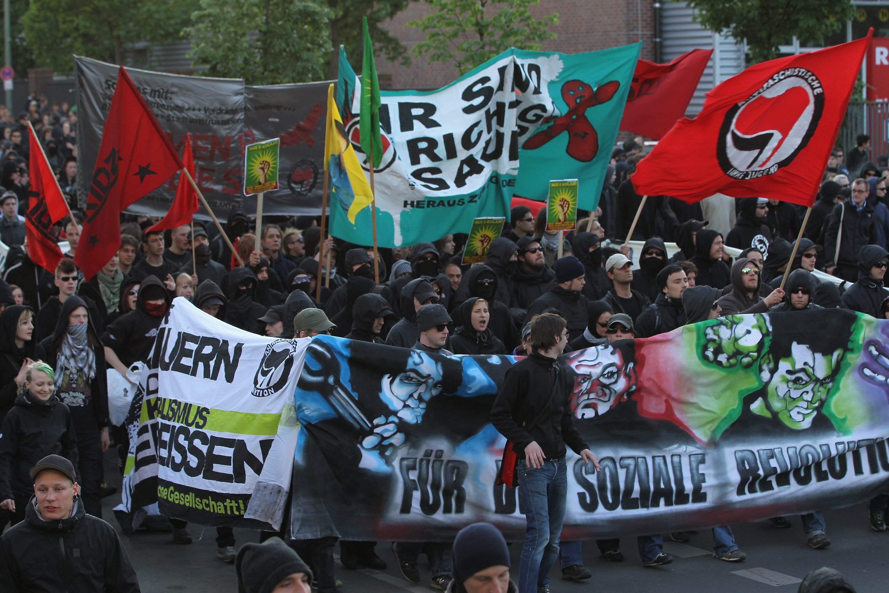 Våldsamma demonstrationer i området Kreuzberg i Berlin 2011.