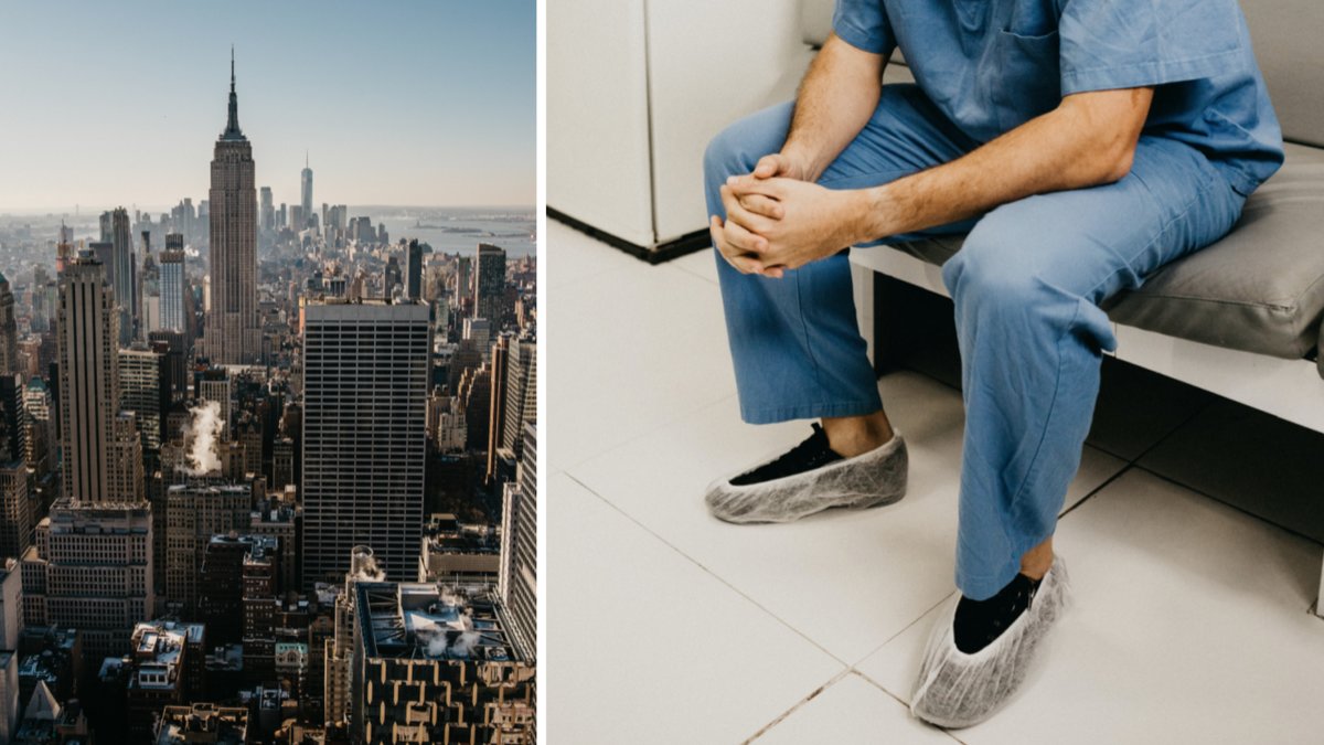 New York och genrebild på vårdpersonal.