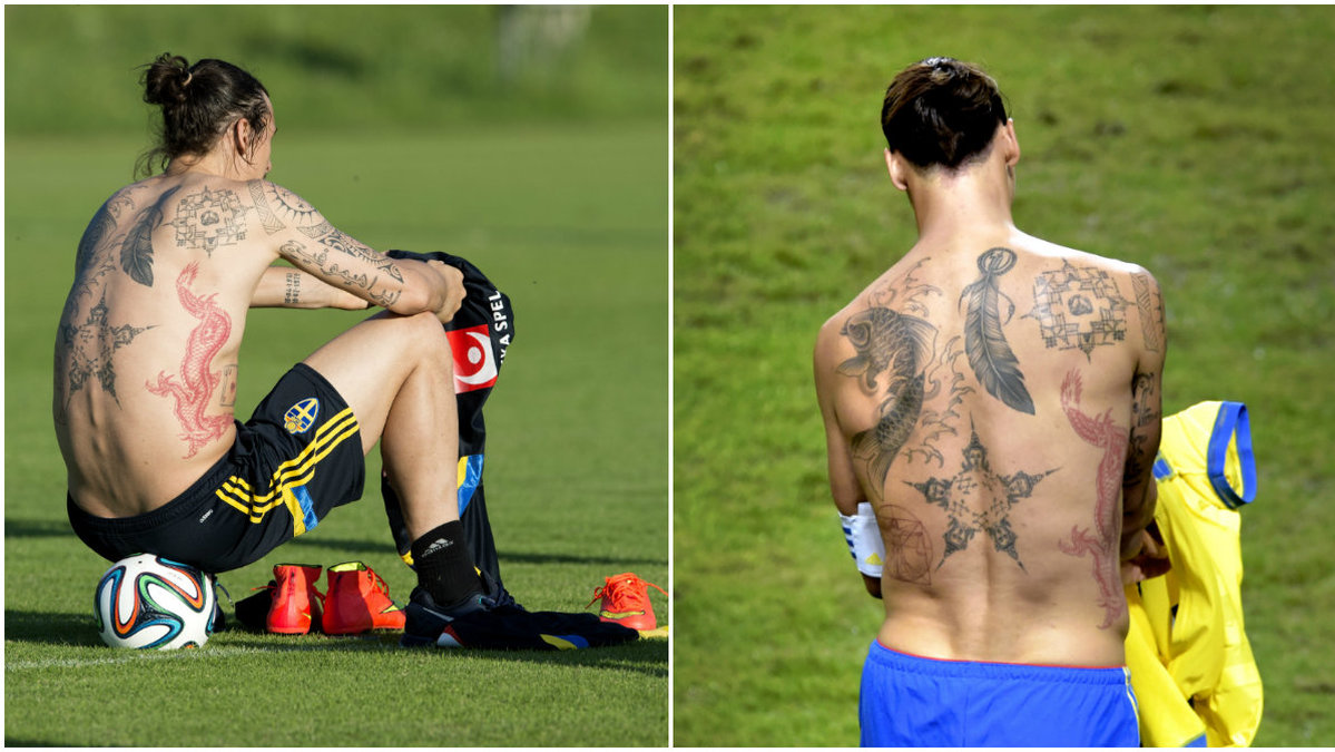 Zlatan är en riktig hunk med flera tatueringar. 