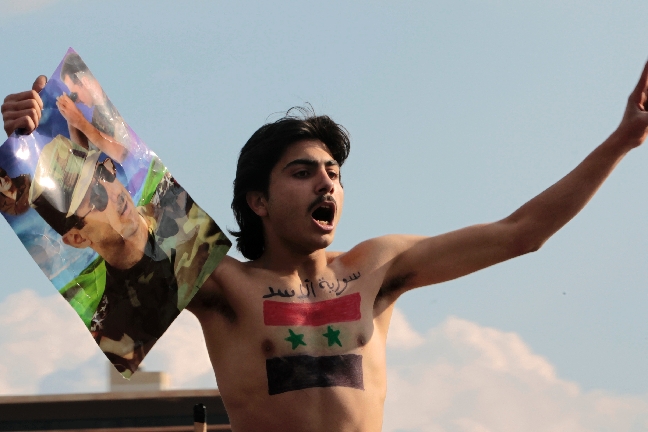 Demonstration, Jasminrevolutionen, Blodbad, Syrien, Skottlossning
