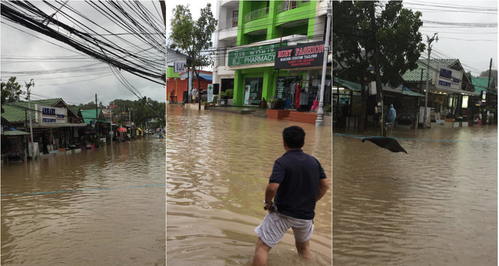 översvämning, Koh Samui, Thailand