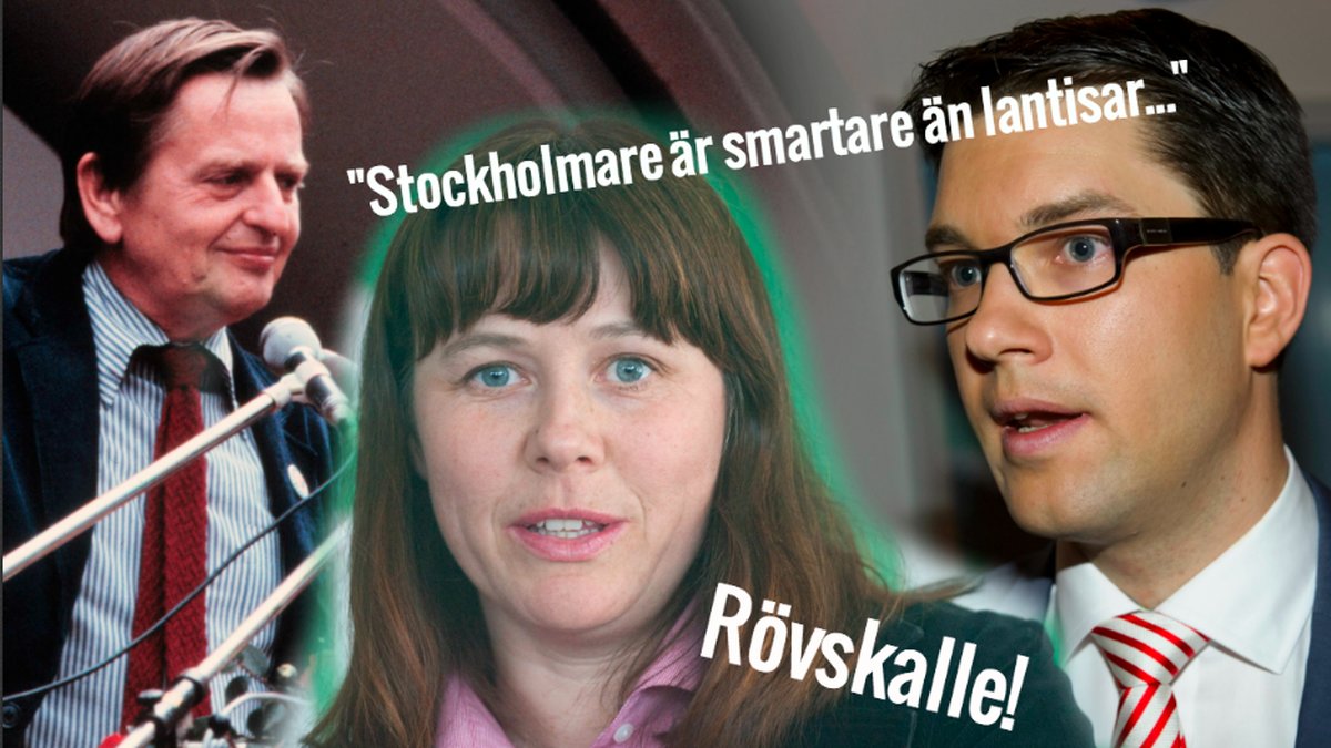 Olof Palme, Åsa Romson och Jimmie Åkesson i ett montage