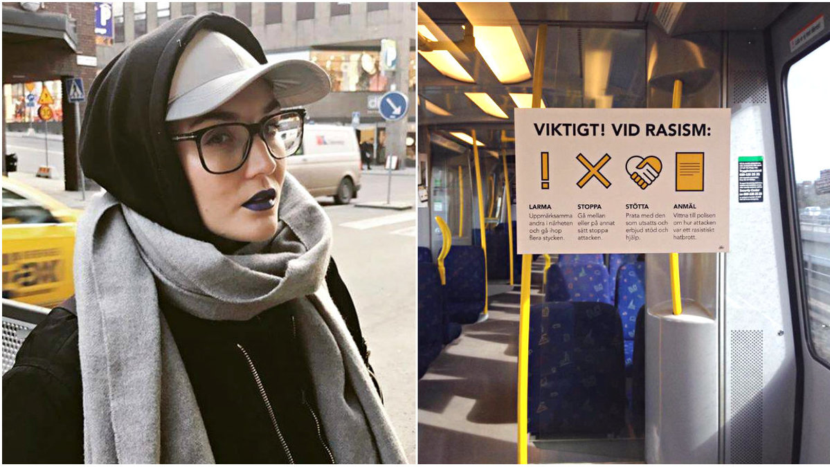 Linnéa Eriksson är hjärnan bakom klistermärkena som sprids allt snabbare i Stockholms kollektivtrafik. 