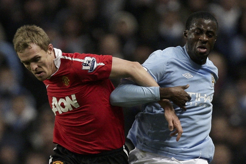 Yaya Toure under matchen mot Manchester United.