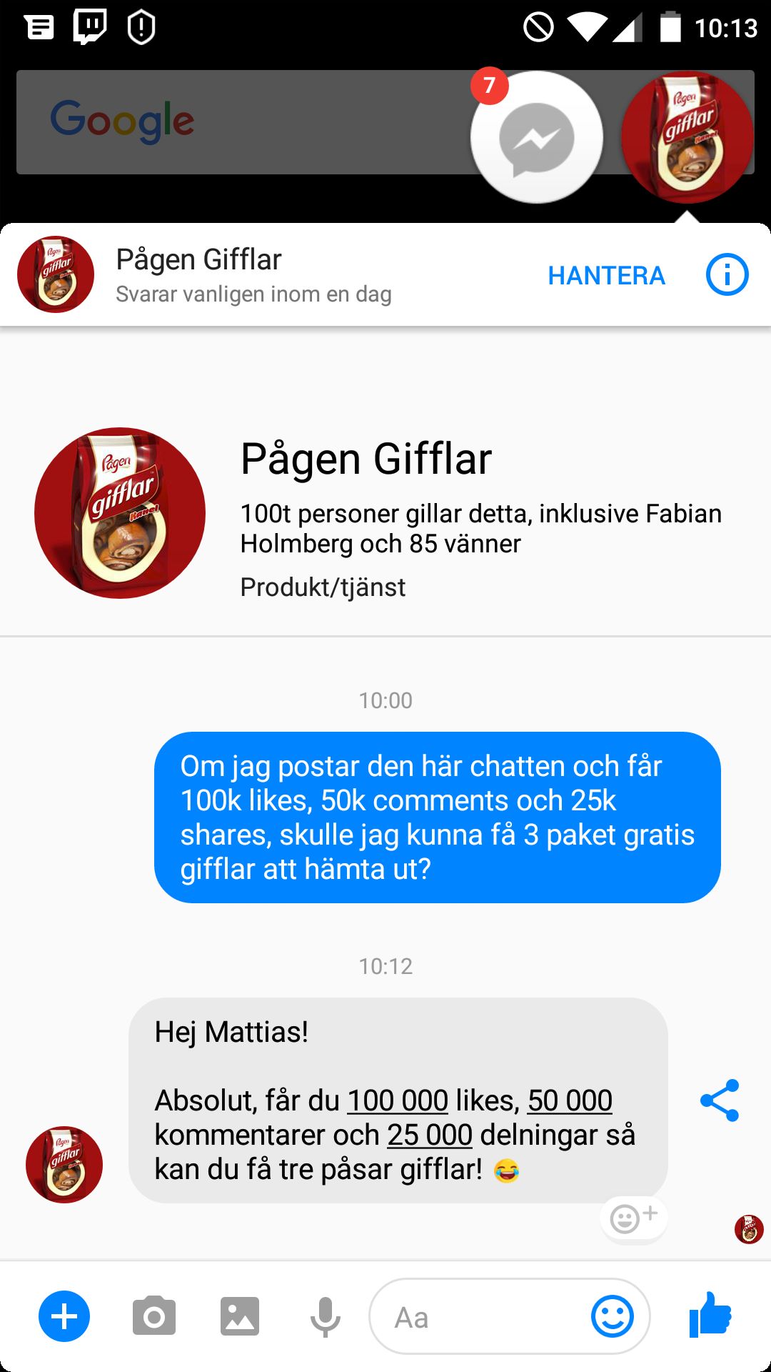 Mattias bad Pågen om gifflar Mattias bad Pågen om gifflar