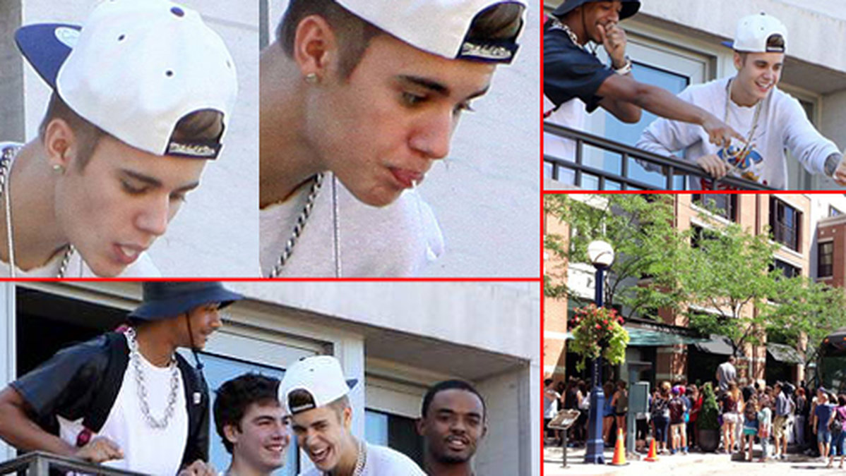 Justin Bieber fångades på bild när han spottade på sina fans. 