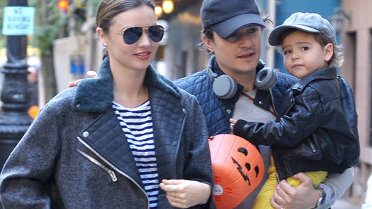 Miranda, Orlando och parets son Flynn i New York tidigare i veckan.