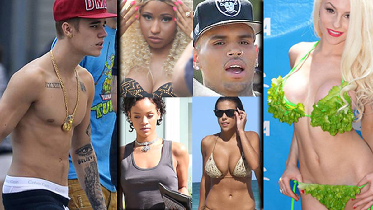 Justin Bieber, Nicki Minaj, Chris Brown, Rihanna och Courtney Stodden är några av stjärnorna i veckans paparazzi. 