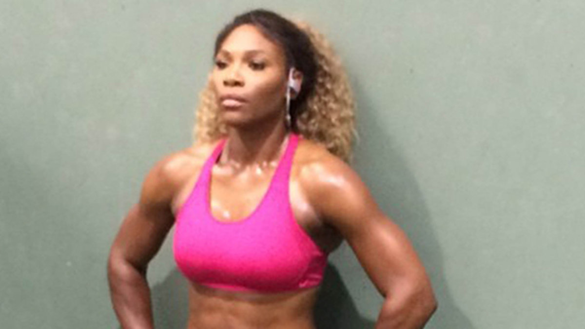 Serena Williams efter ett tränignspass.
