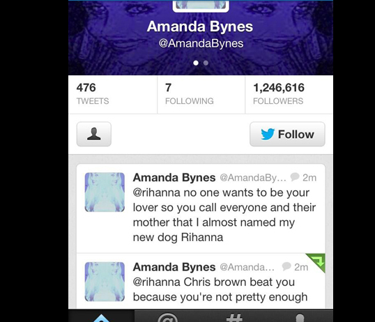 I en rad galna tweets så skrev Amanda vad hon tyckte om Rihanna. I en rad galna tweets så skrev Amanda vad hon tyckte om Rihanna.