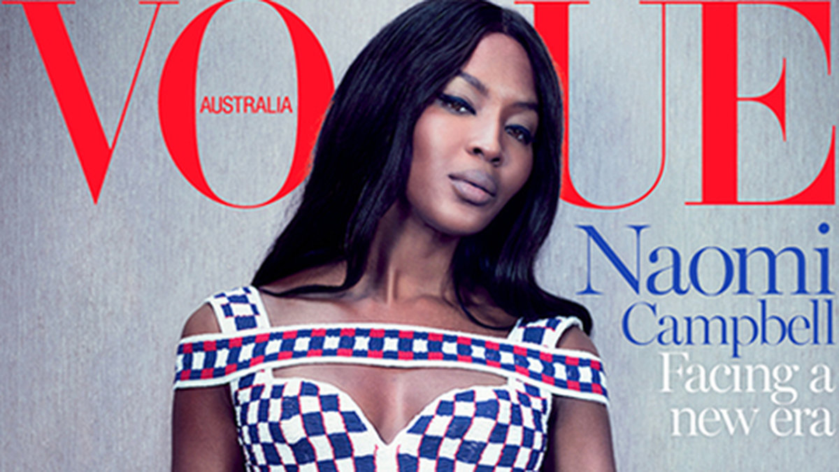 Naomi Campbell på omslaget till Vogue. 