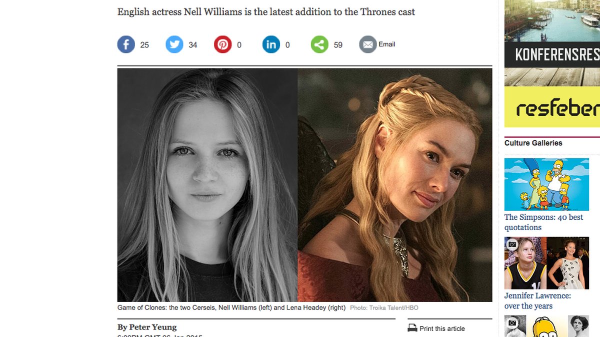 Ett av de nya tillskotten är den unga skådespelerskan Nell Williams som ska spela en yngre version av Cersei Lannister (Lena Headey). 