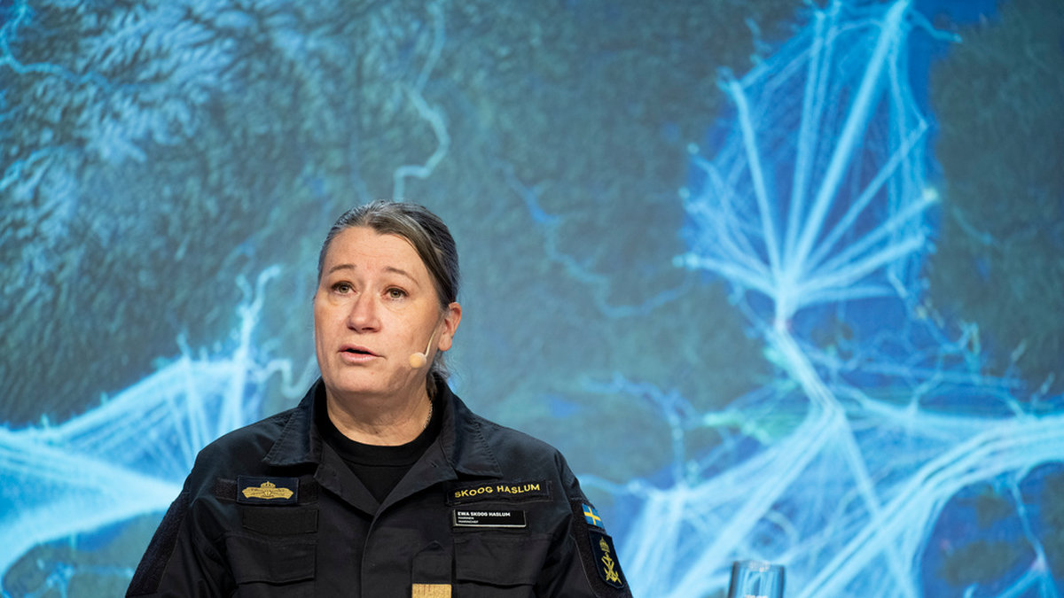 Ewa Skoog Haslum, chef för marinen, under sitt anförande vid Folk och försvars konferens i Sälen på tisdagen.