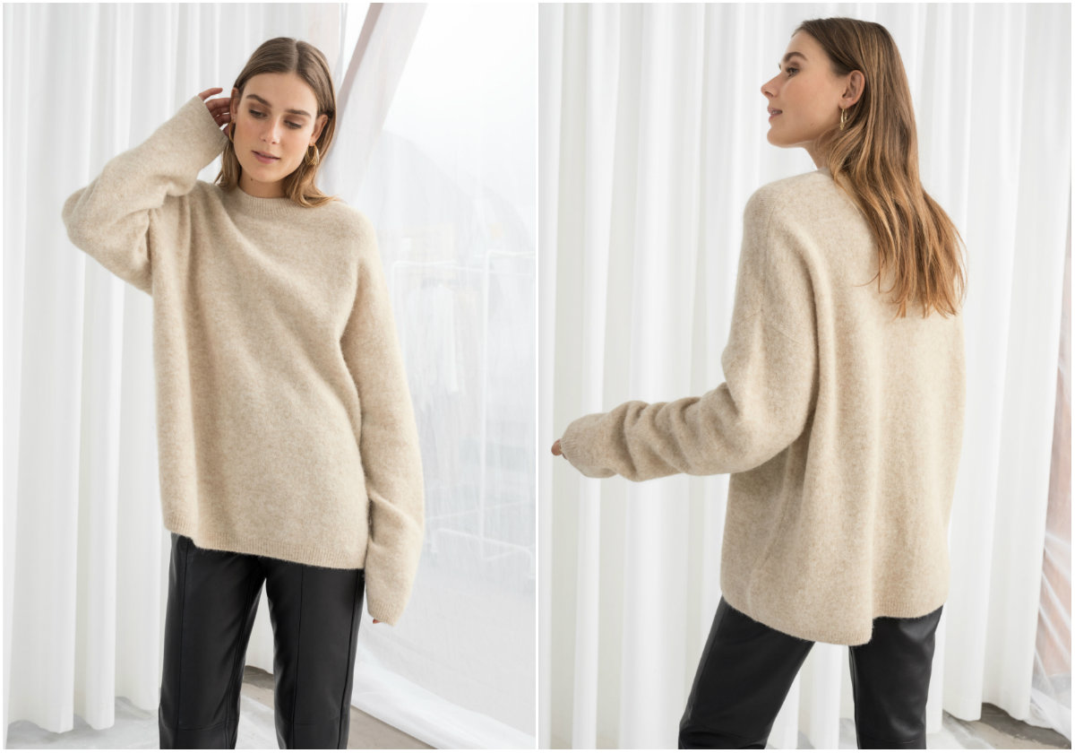 Stickad beige tröja Stickad beige tröja