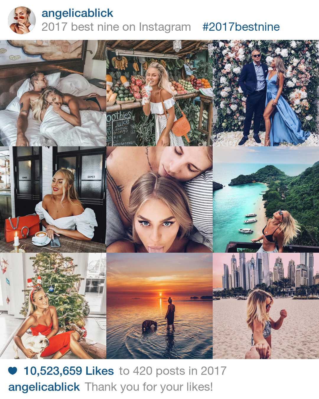 Angelica Blick uppdaterar ofta med bilder från sina härliga resor. Angelica Blick uppdaterar ofta med bilder från sina härliga resor.