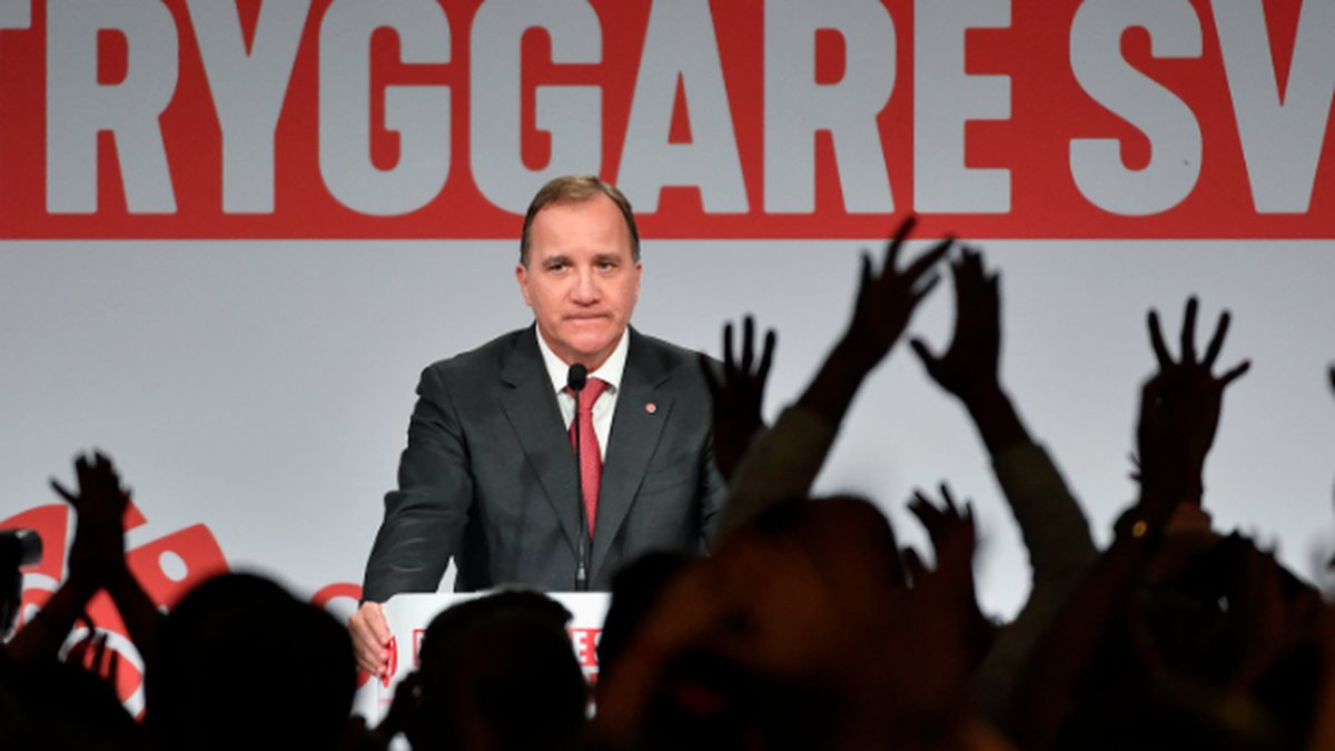 Stefan Löfven under valnatten på Socialdemokraternas valvaka.