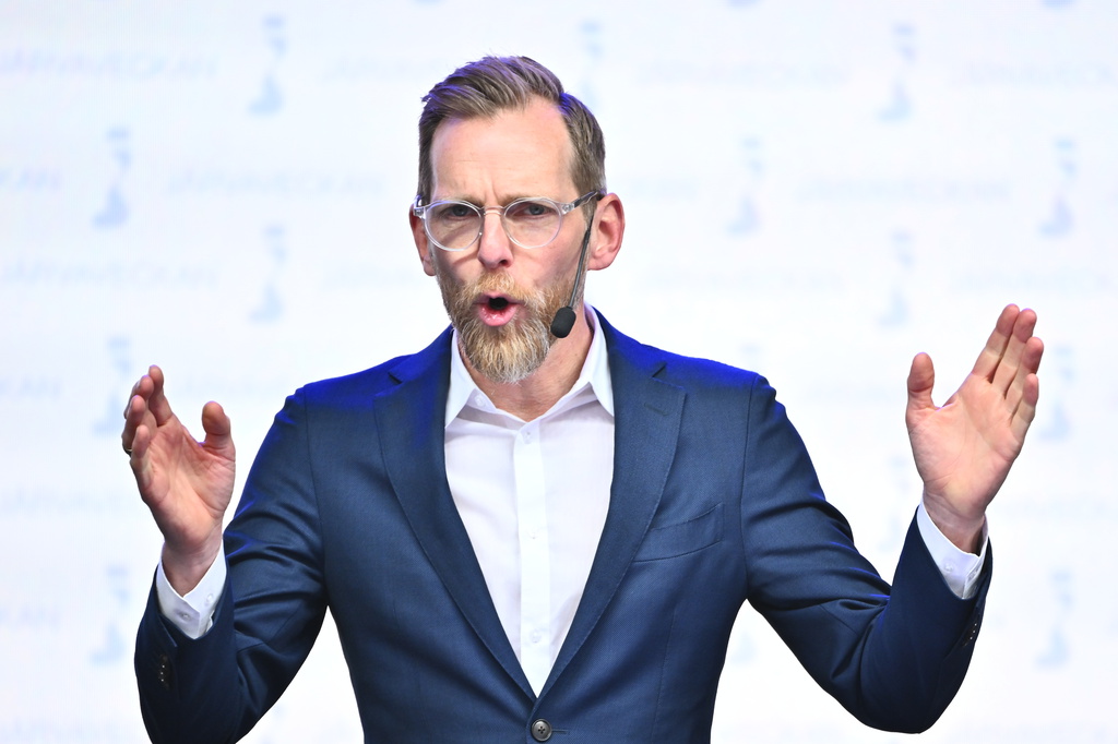 Kristdemokraternas Jakob Forssmed talade på Järvaveckan under lördagen.