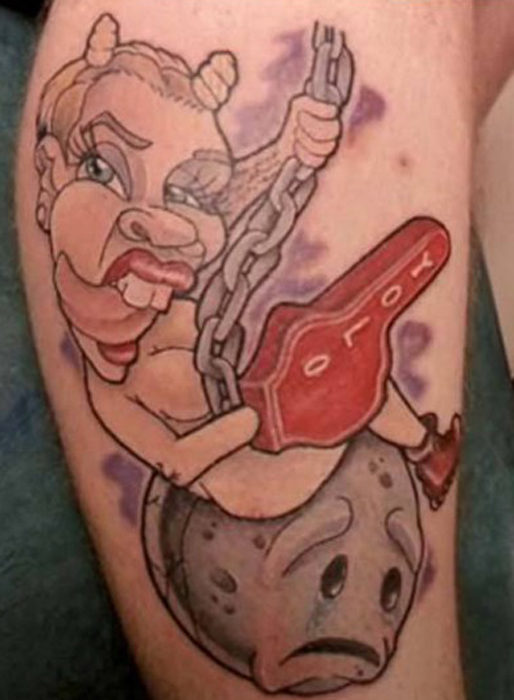 En karikatyr av Miley Cyrus som får det att vända sig i magen. En karikatyr av Miley Cyrus som får det att vända sig i magen.