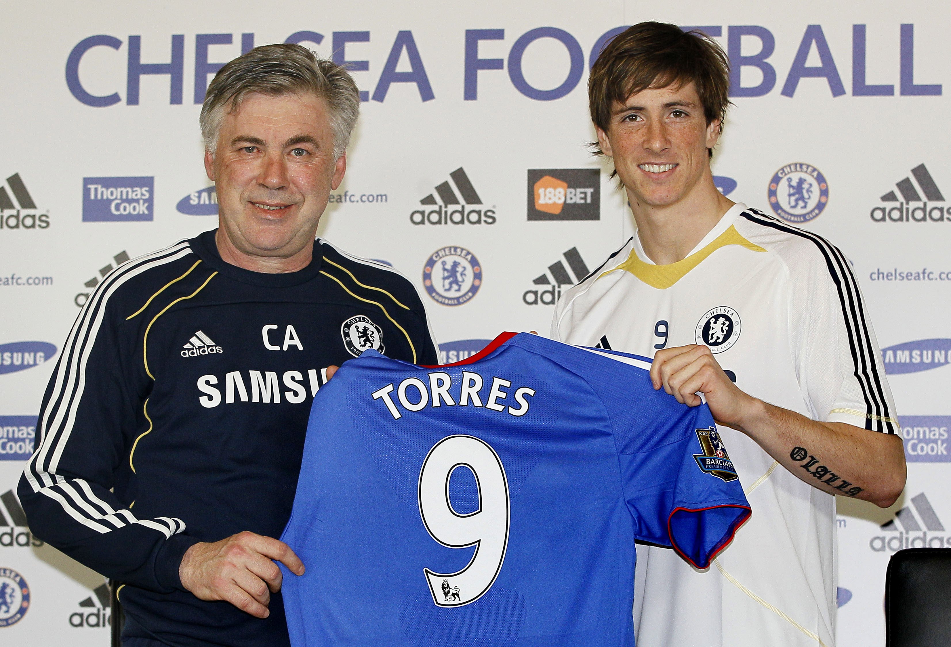 Ancelotti och Torres när affären gick igenom.