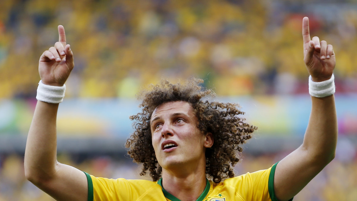 David Luiz, Brasilien efter sitt mål mot Chile i åttondelsfinalen. 