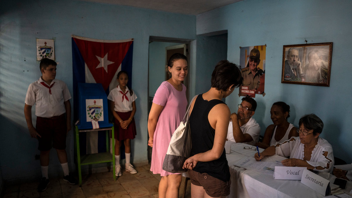Röstning i Kubas huvudstad Havanna på söndagen.