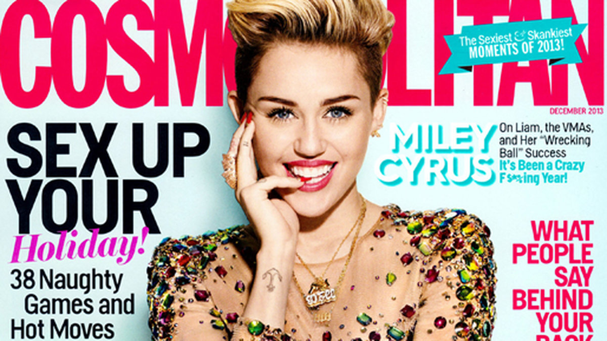 Miley Cyrus strålar på omslaget till Cosmopolitan. 