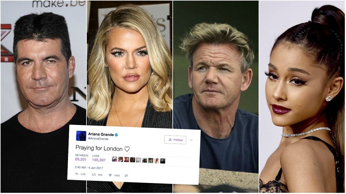 På sociala medier har kändisar visat sitt stöd efter de hemska attackerna. 