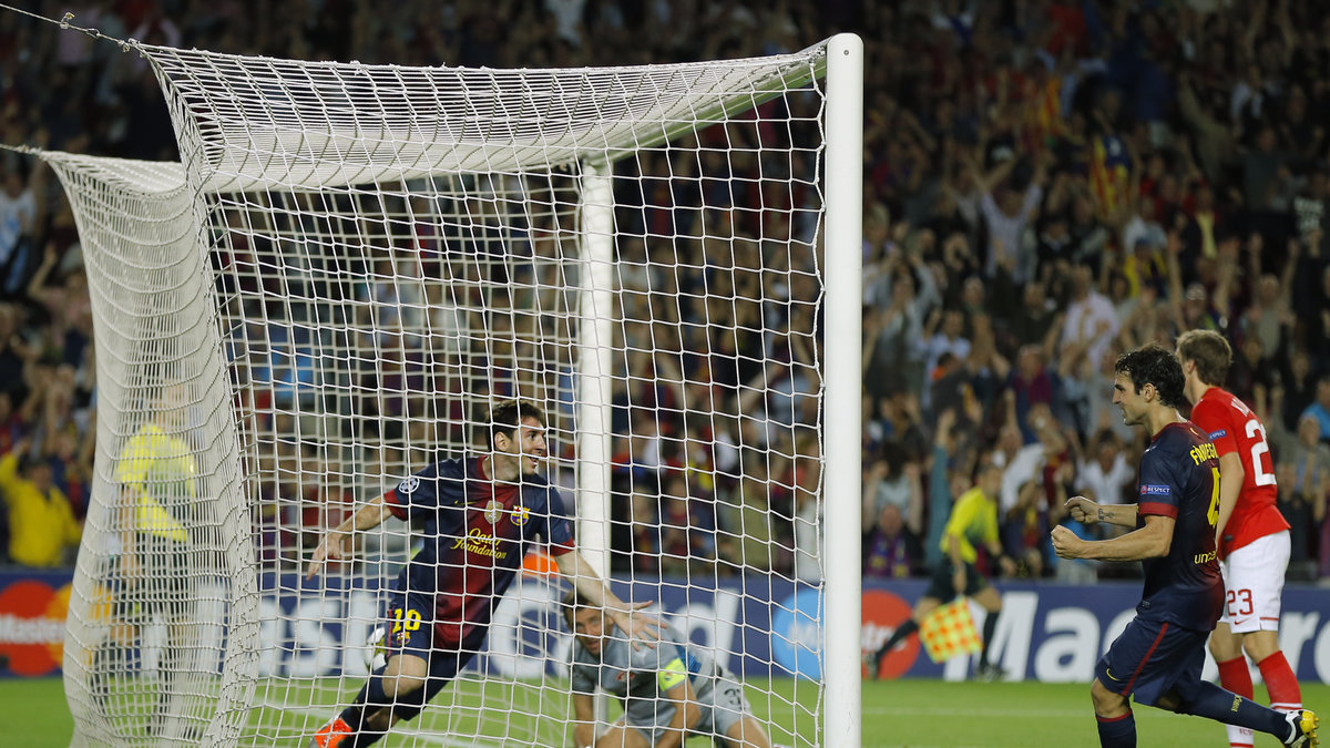 Messi jublar efter sitt andra mål som fullbordade katalanernas vändning.