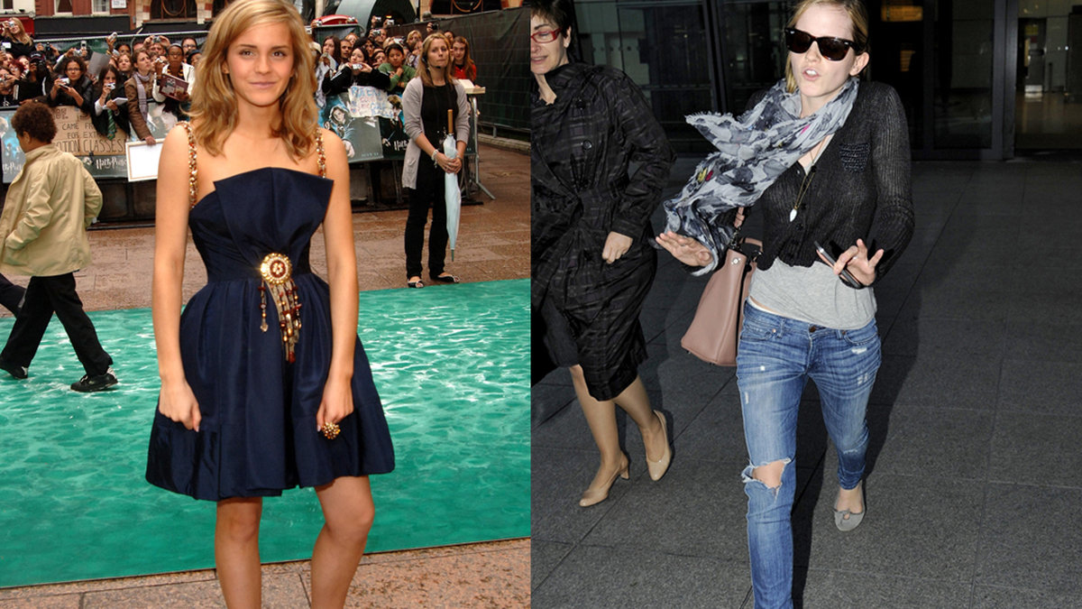 Emma Watson år 2007, och till höger år 2012. 