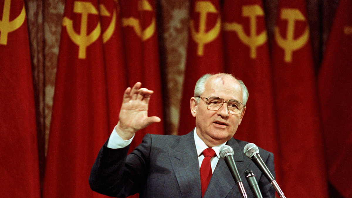 Sovjetunionens sista ledare Michail Gorbatjov blev 91 år gammal. Bilden togs då han höll tal i San Francisco den 5 juni 1990.