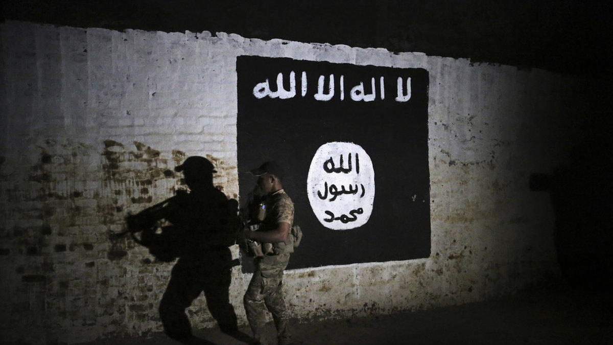 Fem män döms av en domstol i Tyskland för medlemskap i en lokal terrorcell inom IS. Arkivbild som visar en IS-flagga i Mosul, Irak 2017.