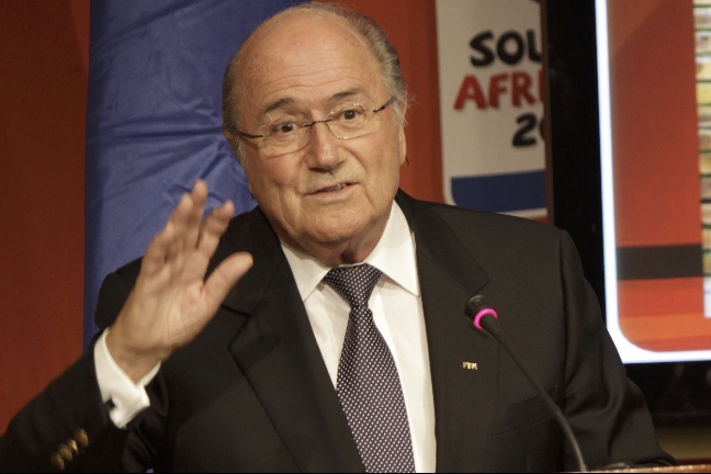 Blatter under konferensen där han menade att homosexuella skulle avstå sex under VM i Qatar.