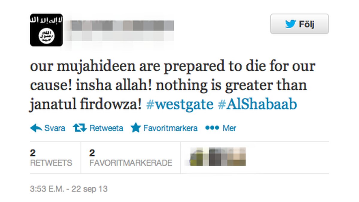 Det hävdar ett Twitterkonto som utger sig för att vara al-Shabaabs officiella.