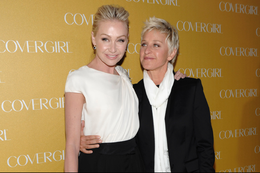 Ellen med frun Portia de Rossi.