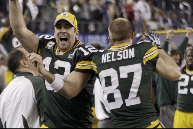 Aaron Rodgers firar den fantastiska segern. Aaron Rodgers firar den fantastiska segern.