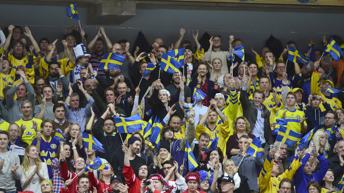 Svenska fansen firar 2-2.
