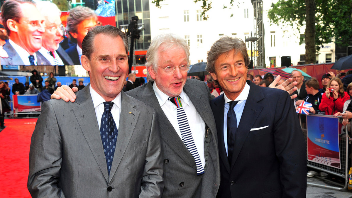 Från vänster: Ben Cross, Hugh Hudson och Nigel Havers på röda mattan 2012. Skådespelarna Cross och Havers var med i 'Triumfens ögonblick'. Arkivbild.