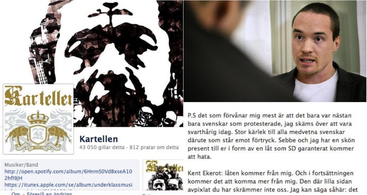 Kartellen, Tårta, Demonstration, Låt, Kent Ekeroth, Sverigedemokraterna, Facebook