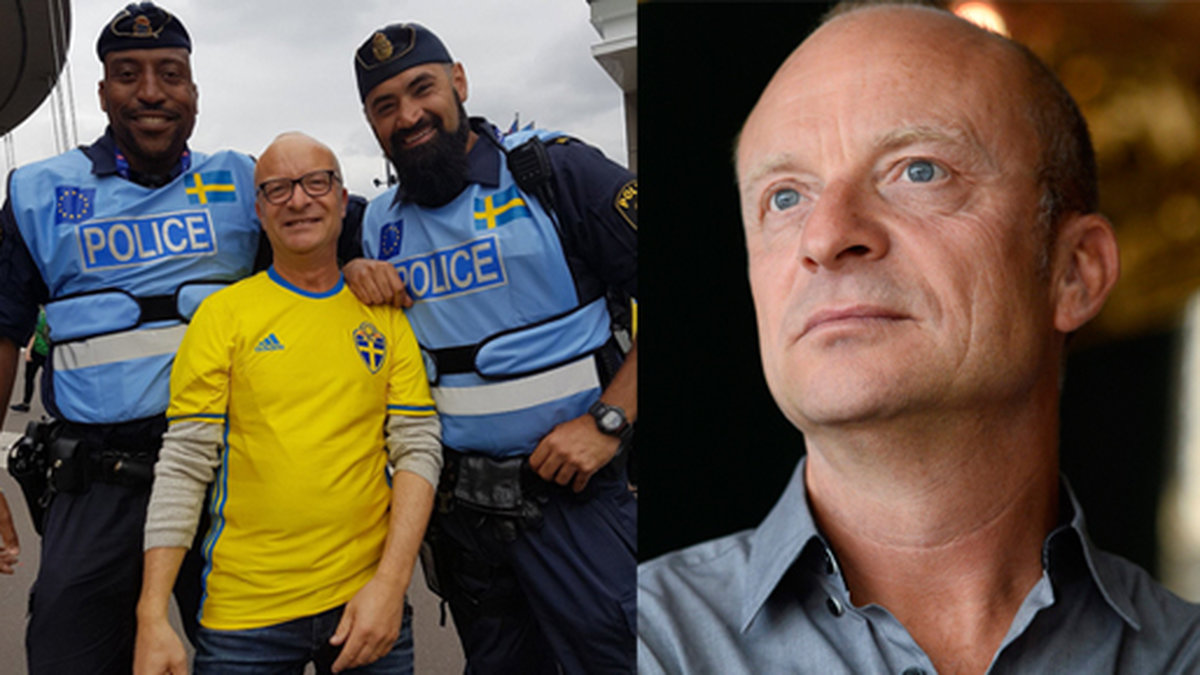 Jonas Gardell poserade med två poliser under fotbolls-EM.
