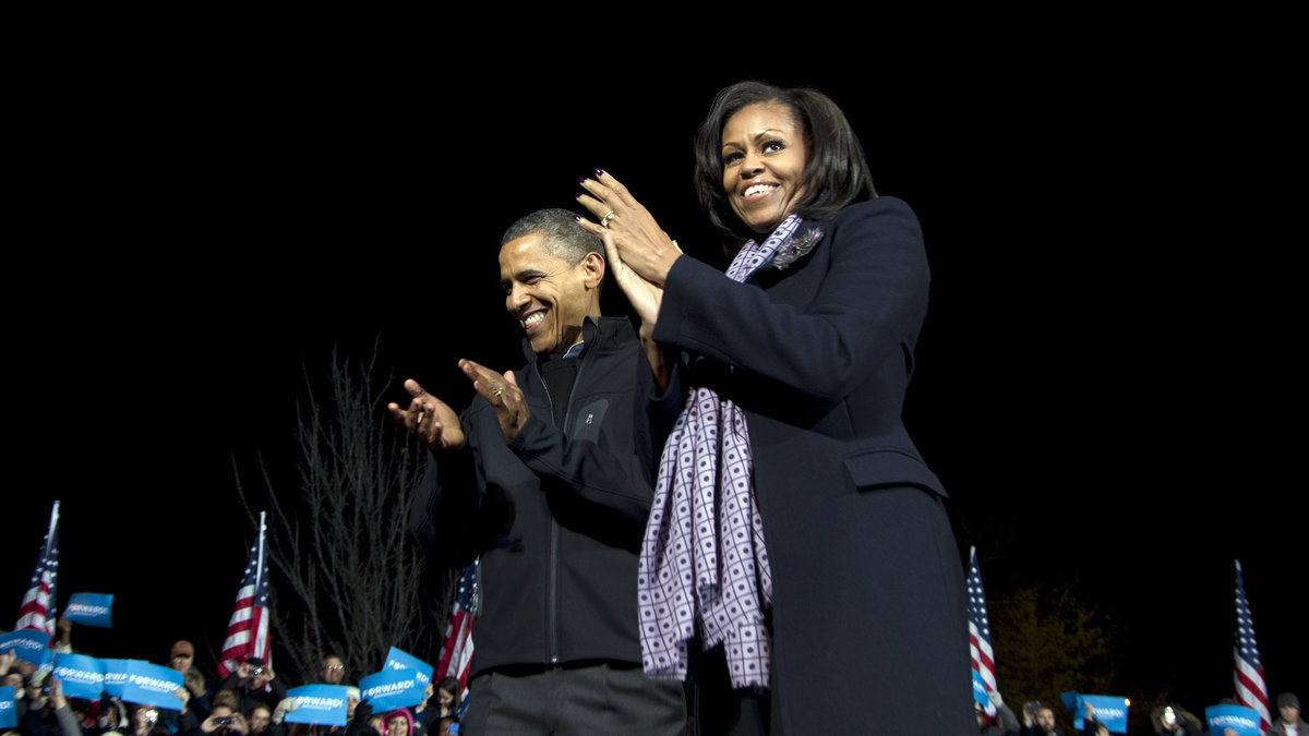 Barack och Michelle Obama i natt.